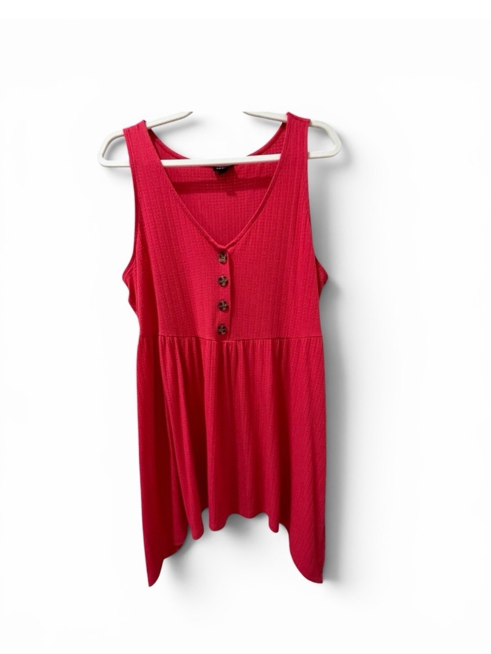 Torrid Size 1 Red Babydoll Tank Top Button Front V Neck Plus Size